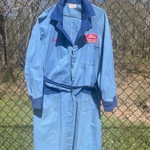 Vintage Men’s Ford Tractors Light Blue Work Coat Medium